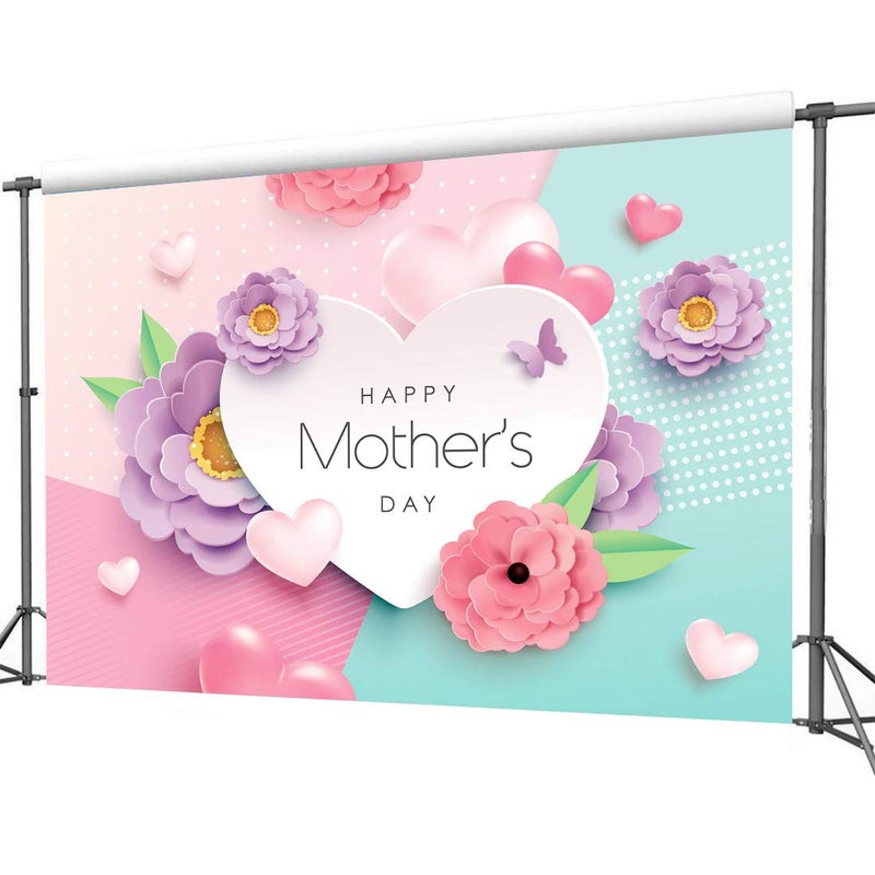 Dudaacvt 7x5ft Happy Mother's Day Backdrops Love Mothers Day Heart Photography Background Thanks Mom Banner Backdrop Best Mom Party Photo Decorations Backdrop - Image 4